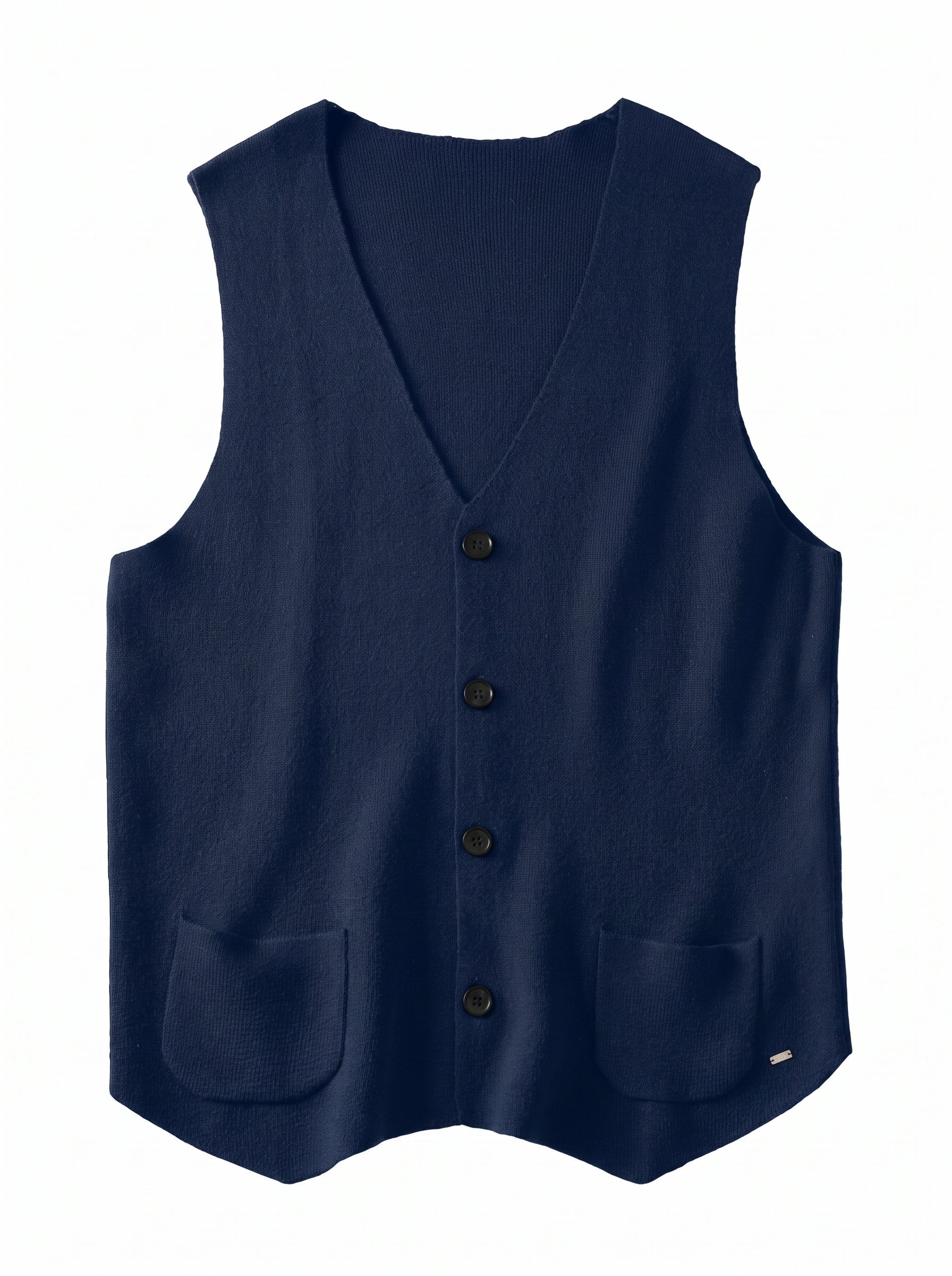 Herringbone V-Neck Sweater Vest — Navy