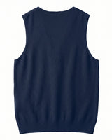 Herringbone V-Neck Sweater Vest — Navy