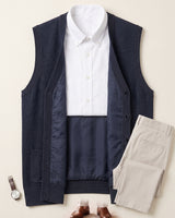 Herringbone V-Neck Sweater Vest — Navy