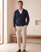 Herringbone V-Neck Sweater Vest — Navy
