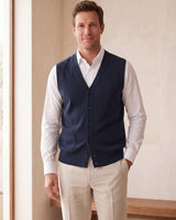 Herringbone V-Neck Sweater Vest — Navy