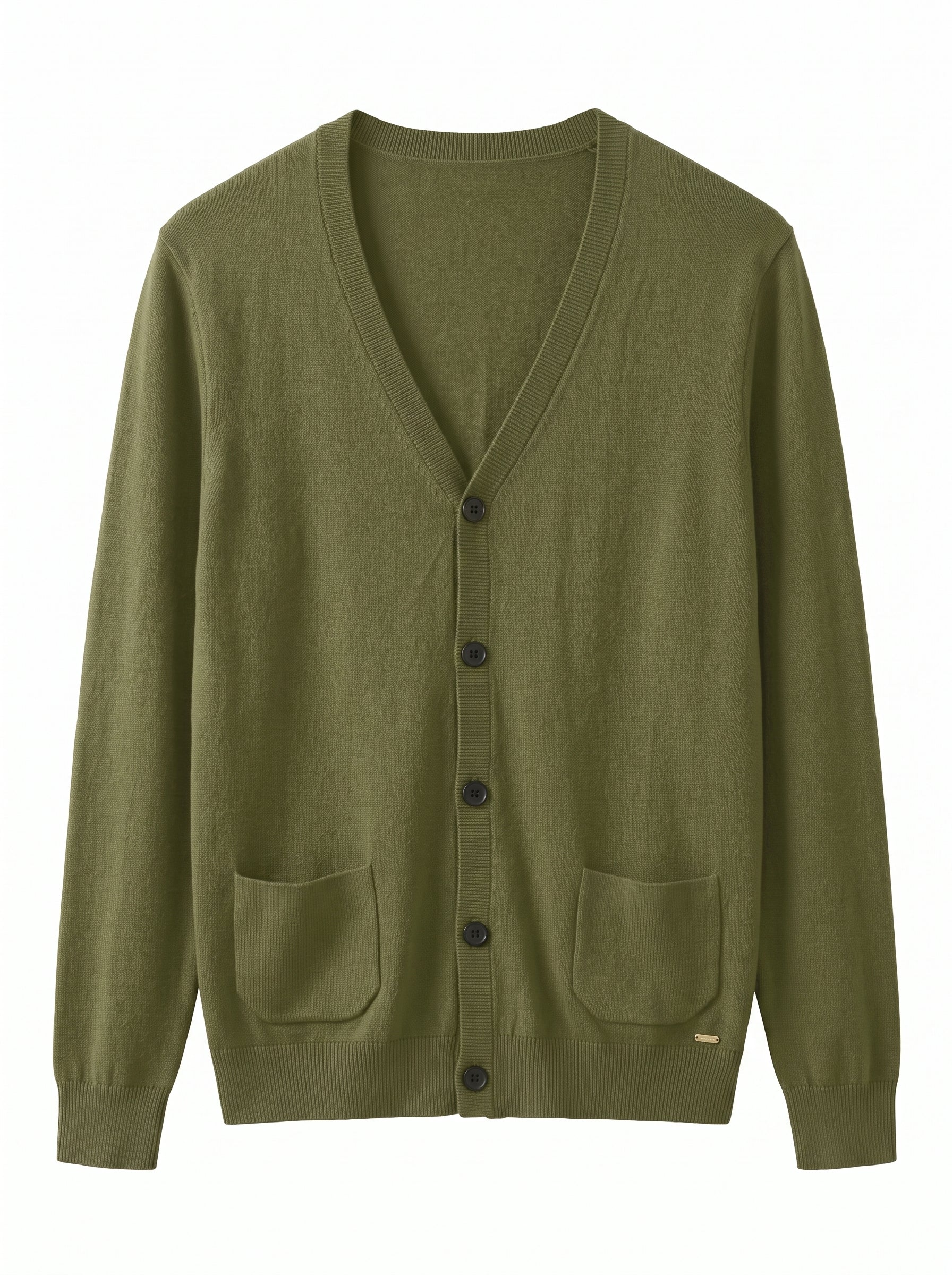 Herringbone V-Neck Sweater Vest — Olive