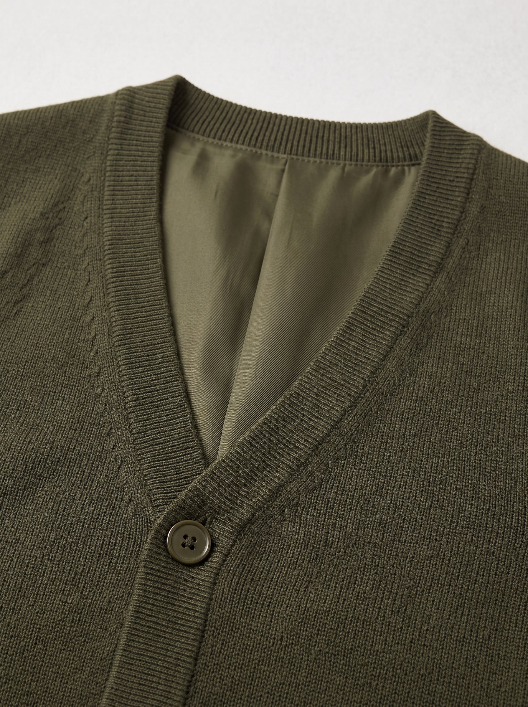 Herringbone V-Neck Sweater Vest — Olive