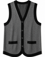 Solid Knit Sweater Vest — Black-Grey