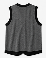 Solid Knit Sweater Vest — Black-Grey