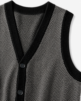 Solid Knit Sweater Vest — Black-Grey