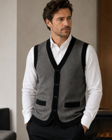 Solid Knit Sweater Vest — Black-Grey
