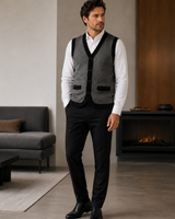 Solid Knit Sweater Vest — Black-Grey