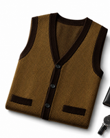Solid Knit Sweater Vest — Coffee-Brown