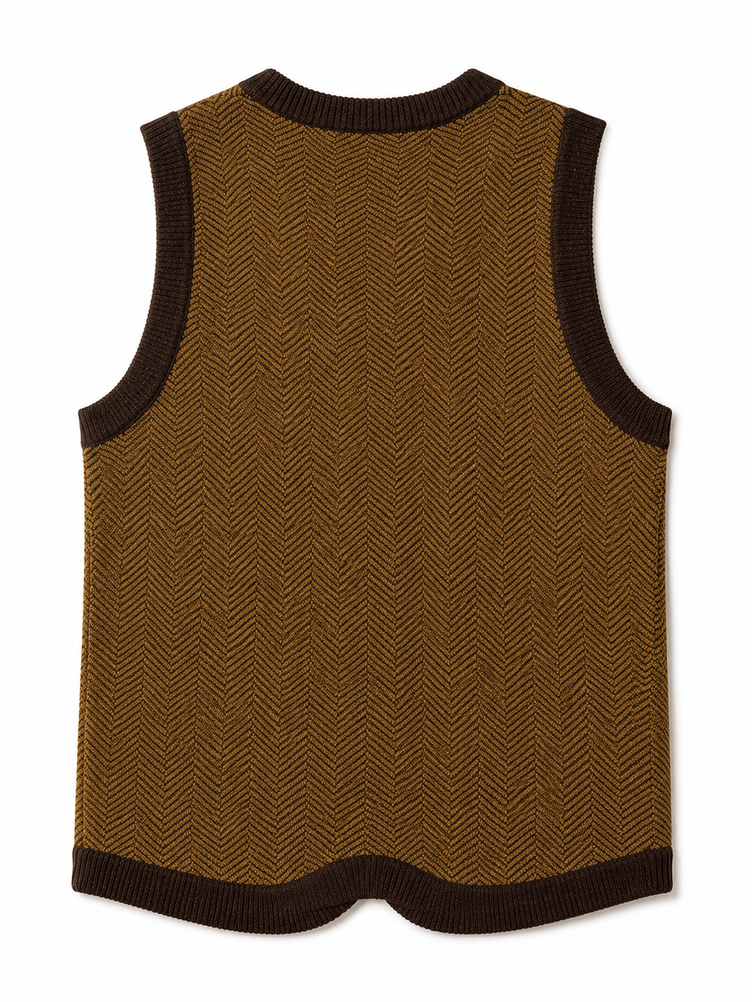 Solid Knit Sweater Vest — Coffee-Brown