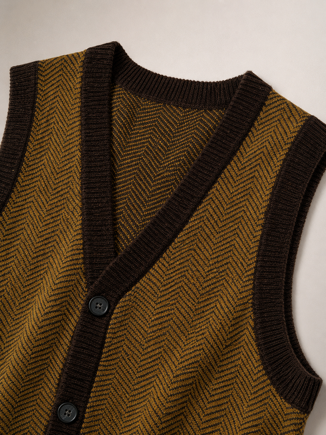 Solid Knit Sweater Vest — Coffee-Brown