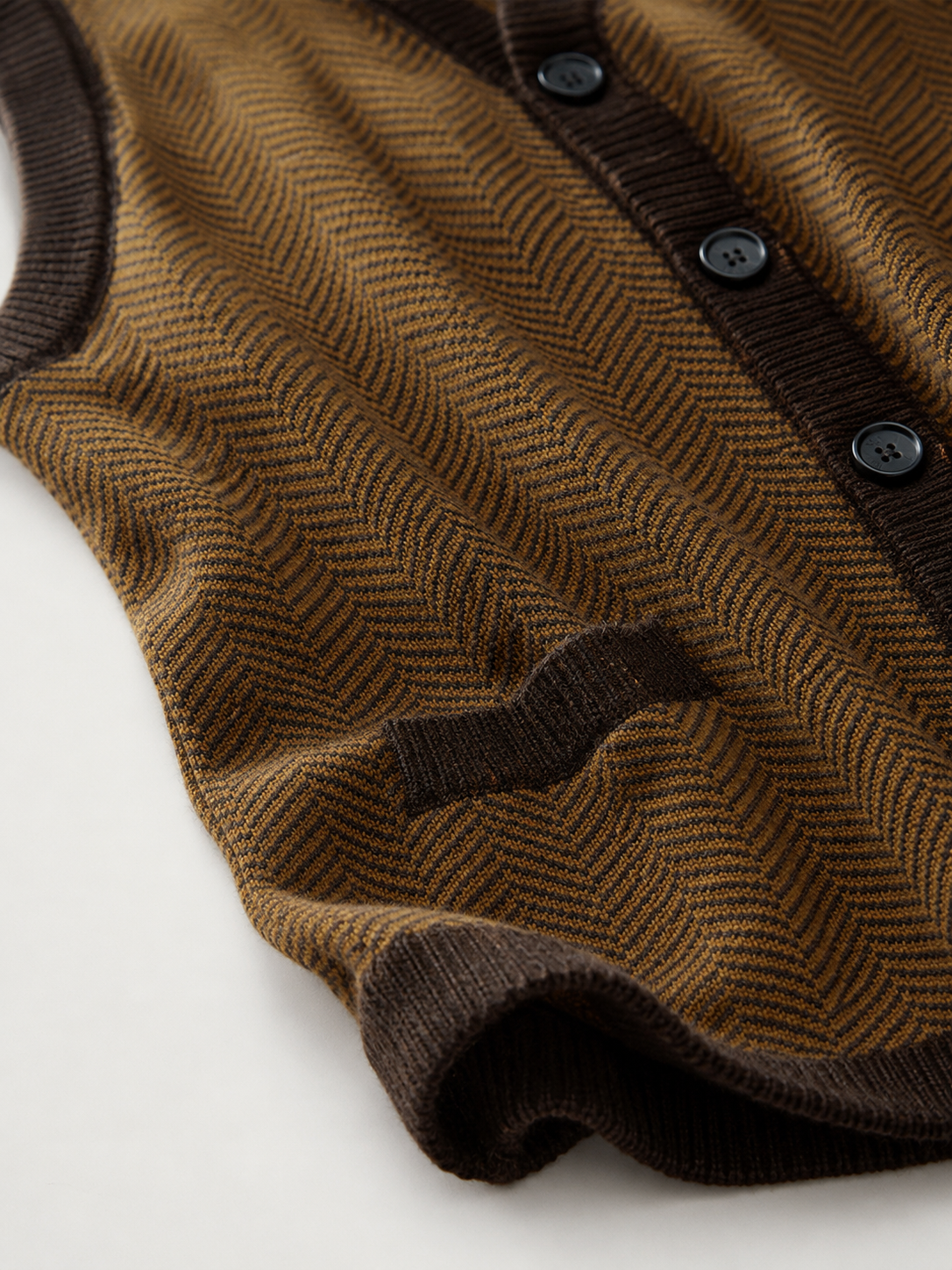 Solid Knit Sweater Vest — Coffee-Brown