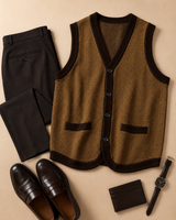 Solid Knit Sweater Vest — Coffee-Brown