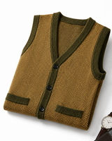 Solid Knit Sweater Vest — Olive-Brown