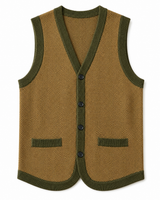 Solid Knit Sweater Vest — Olive-Brown
