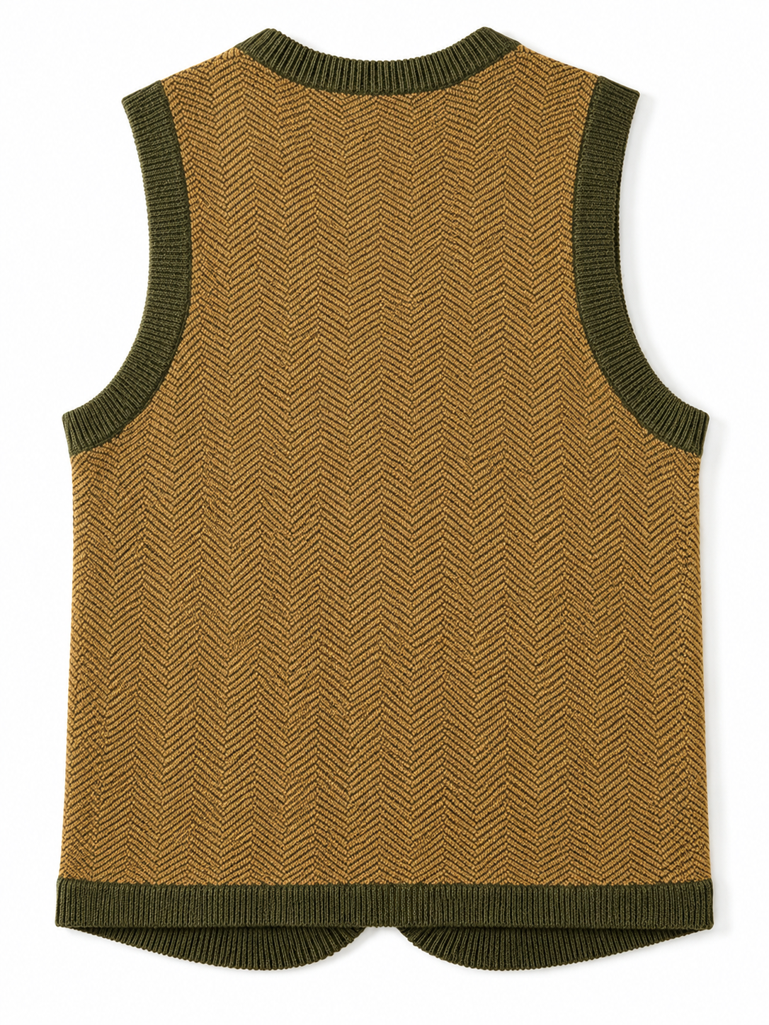 Solid Knit Sweater Vest — Olive-Brown