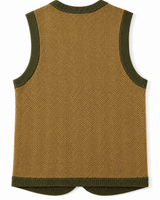 Solid Knit Sweater Vest — Olive-Brown