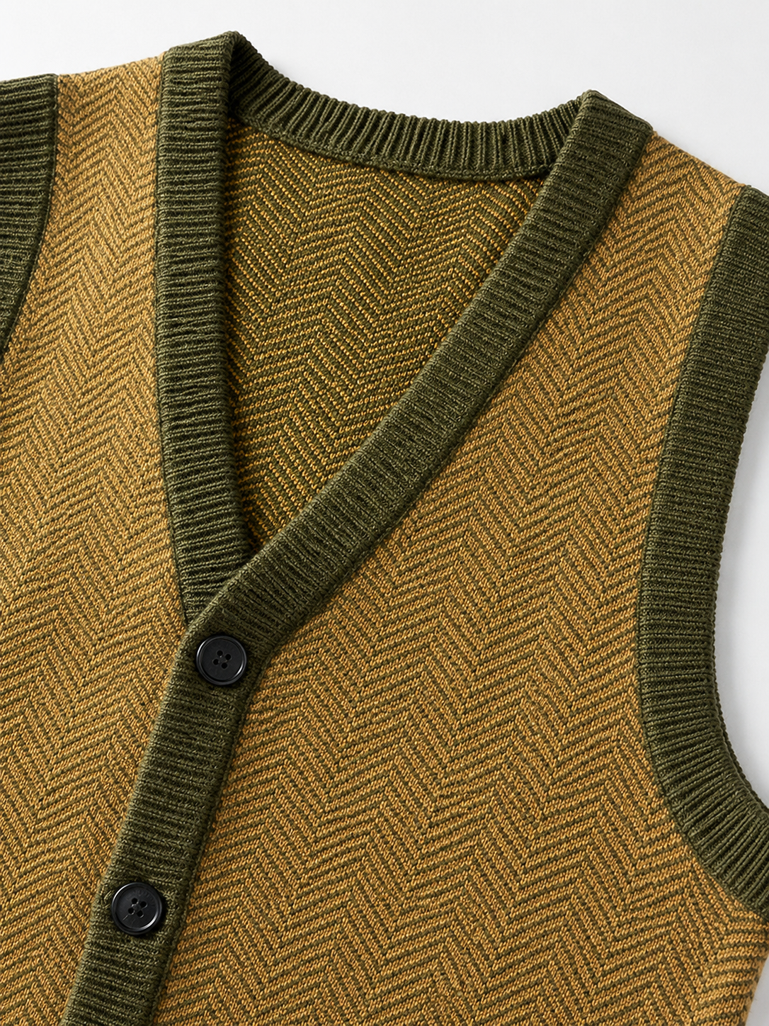 Solid Knit Sweater Vest — Olive-Brown