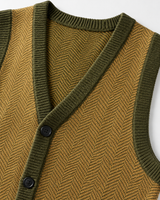 Solid Knit Sweater Vest — Olive-Brown