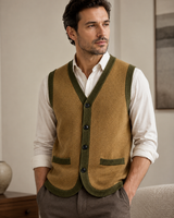 Solid Knit Sweater Vest — Olive-Brown
