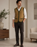 Solid Knit Sweater Vest — Olive-Brown