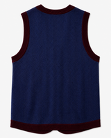 Solid Knit Sweater Vest — Wine Red-Blue