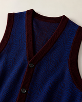 Solid Knit Sweater Vest — Wine Red-Blue