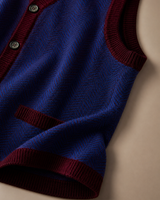 Solid Knit Sweater Vest — Wine Red-Blue