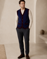 Solid Knit Sweater Vest — Wine Red-Blue