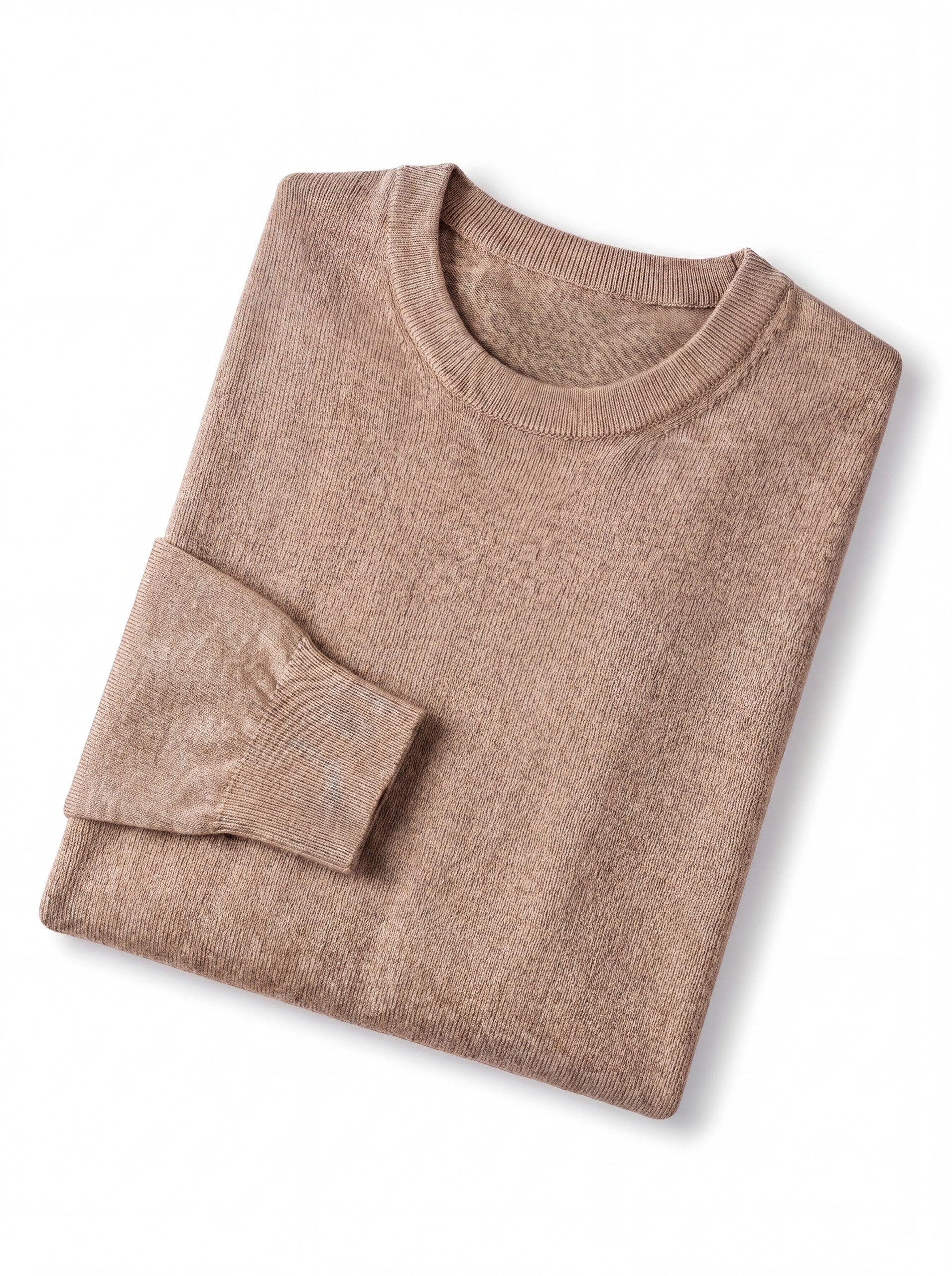 Solid Crew Neck Sweater — Brown