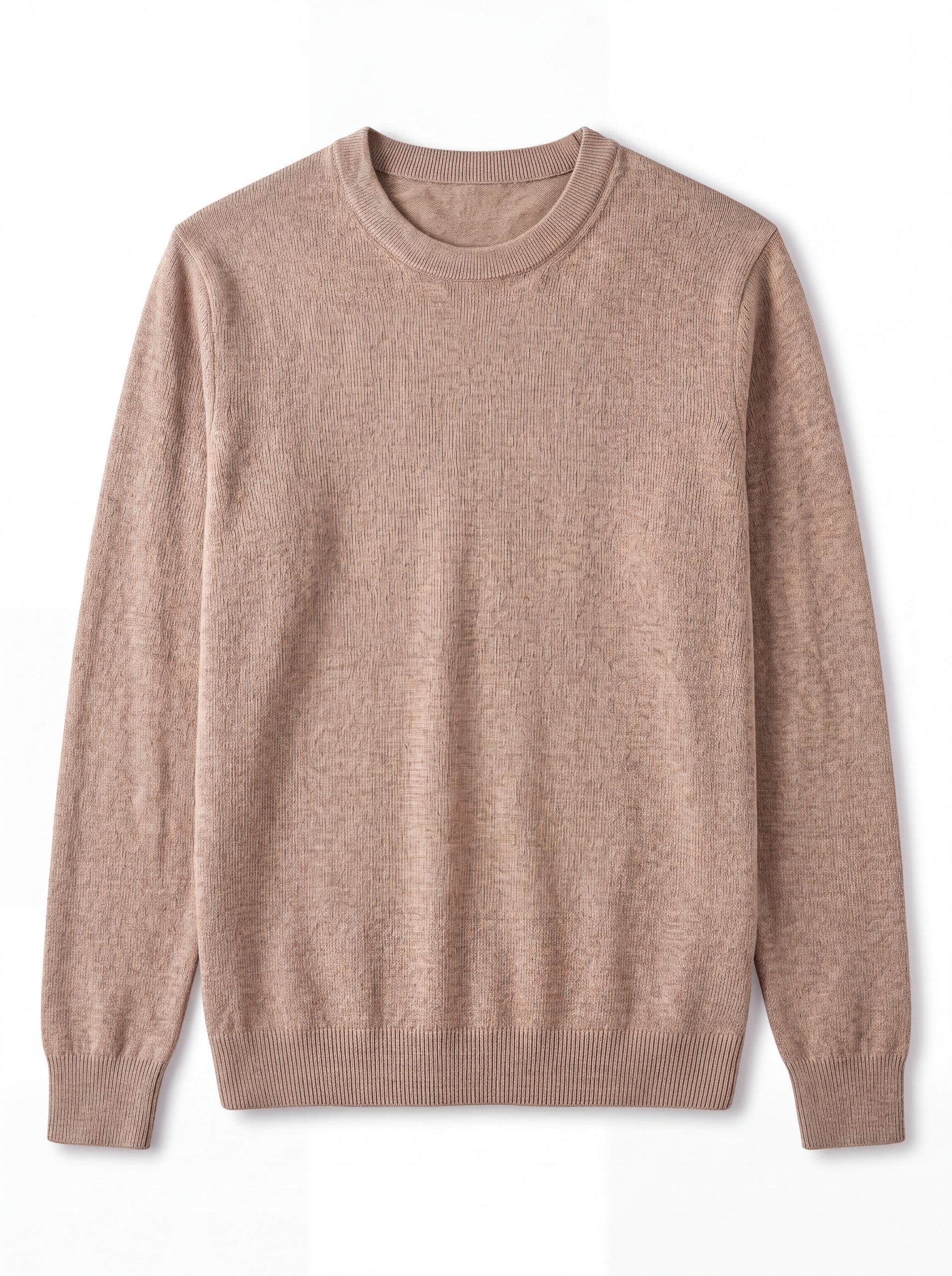 Solid Crew Neck Sweater — Brown