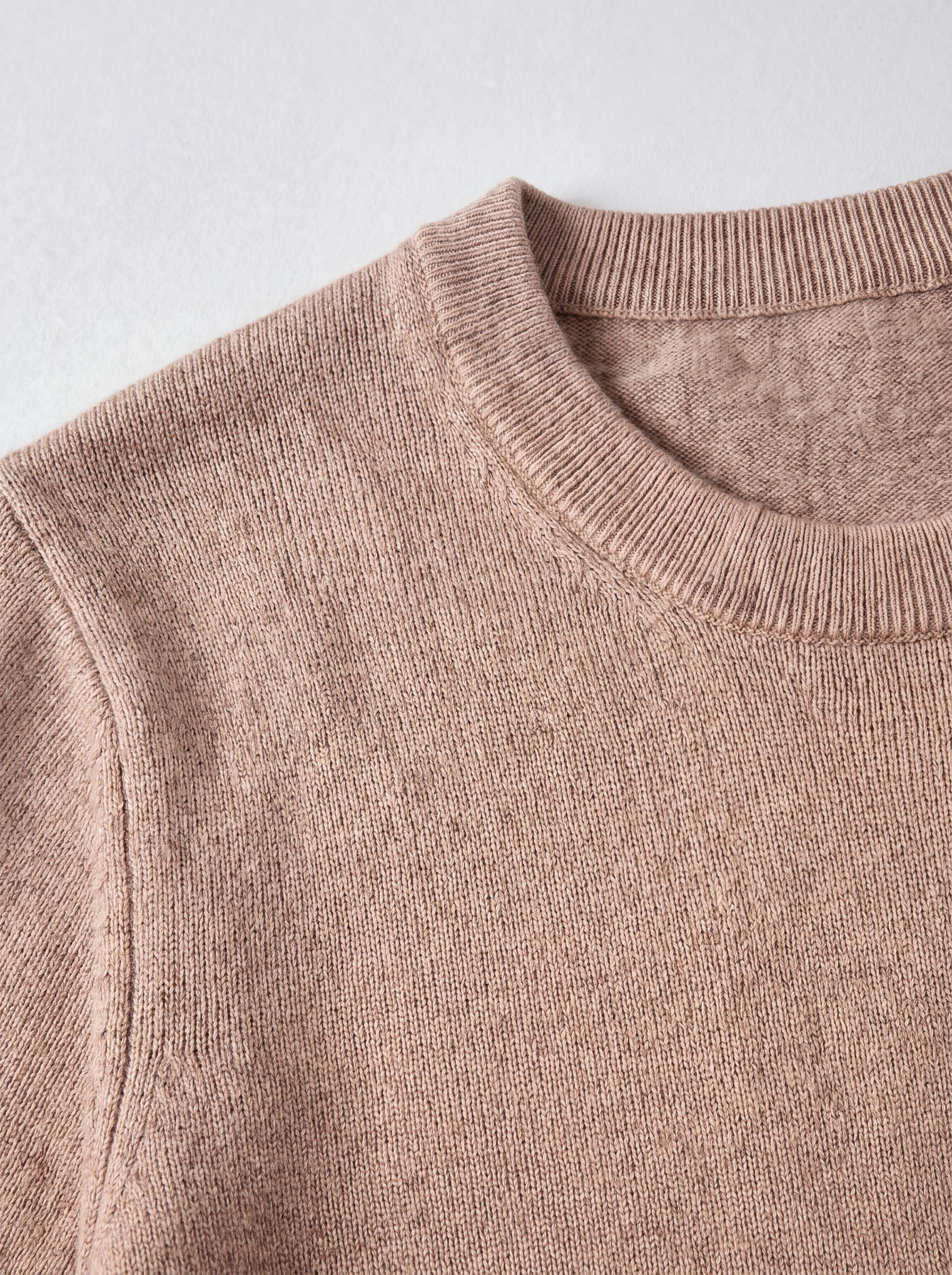 Solid Crew Neck Sweater — Brown