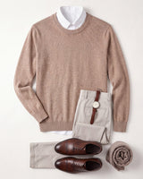 Solid Crew Neck Sweater — Brown
