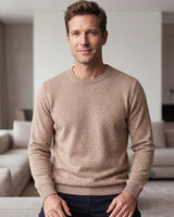 Solid Crew Neck Sweater — Brown