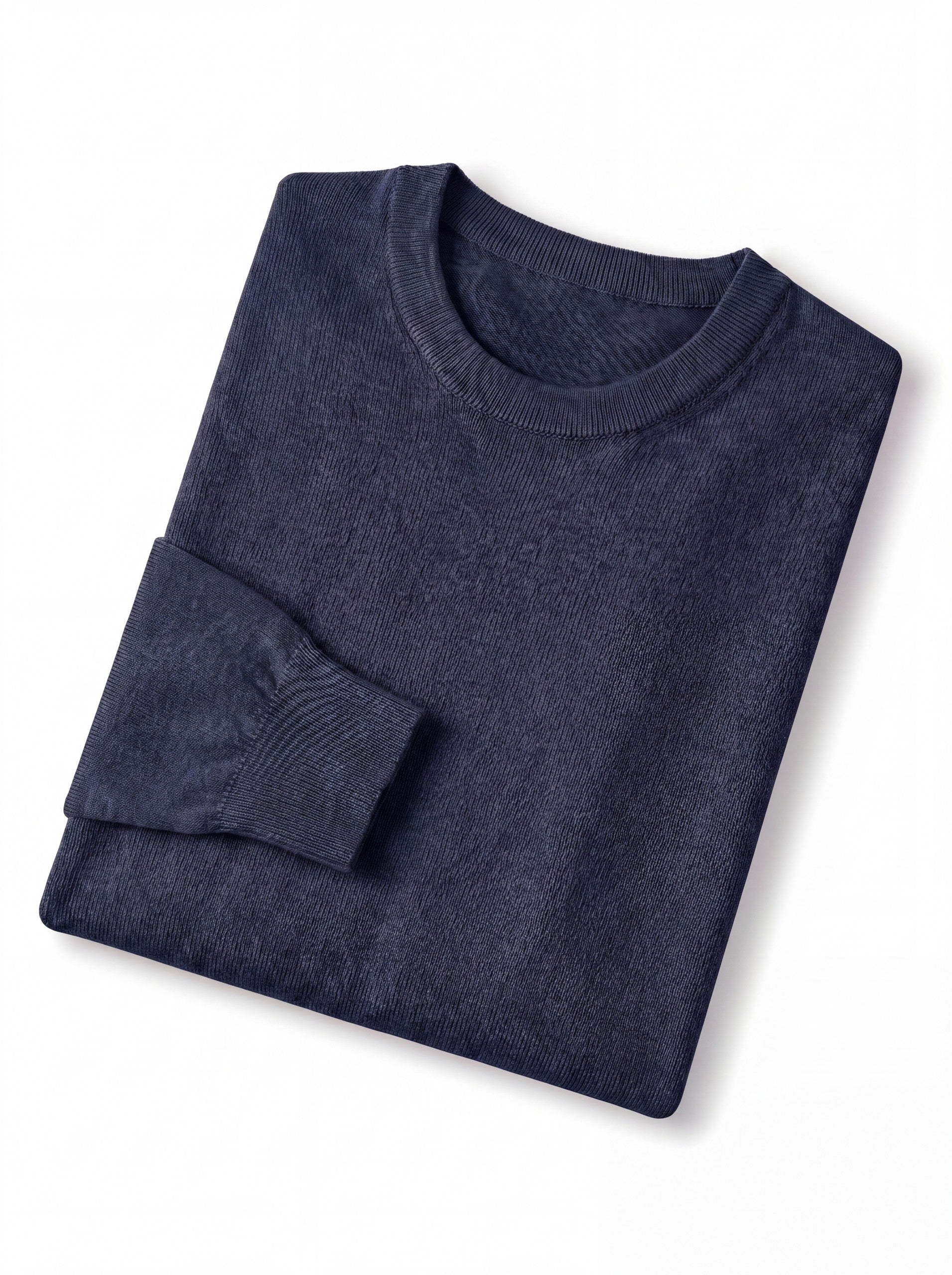 Solid Crew Neck Sweater — Dark Blue
