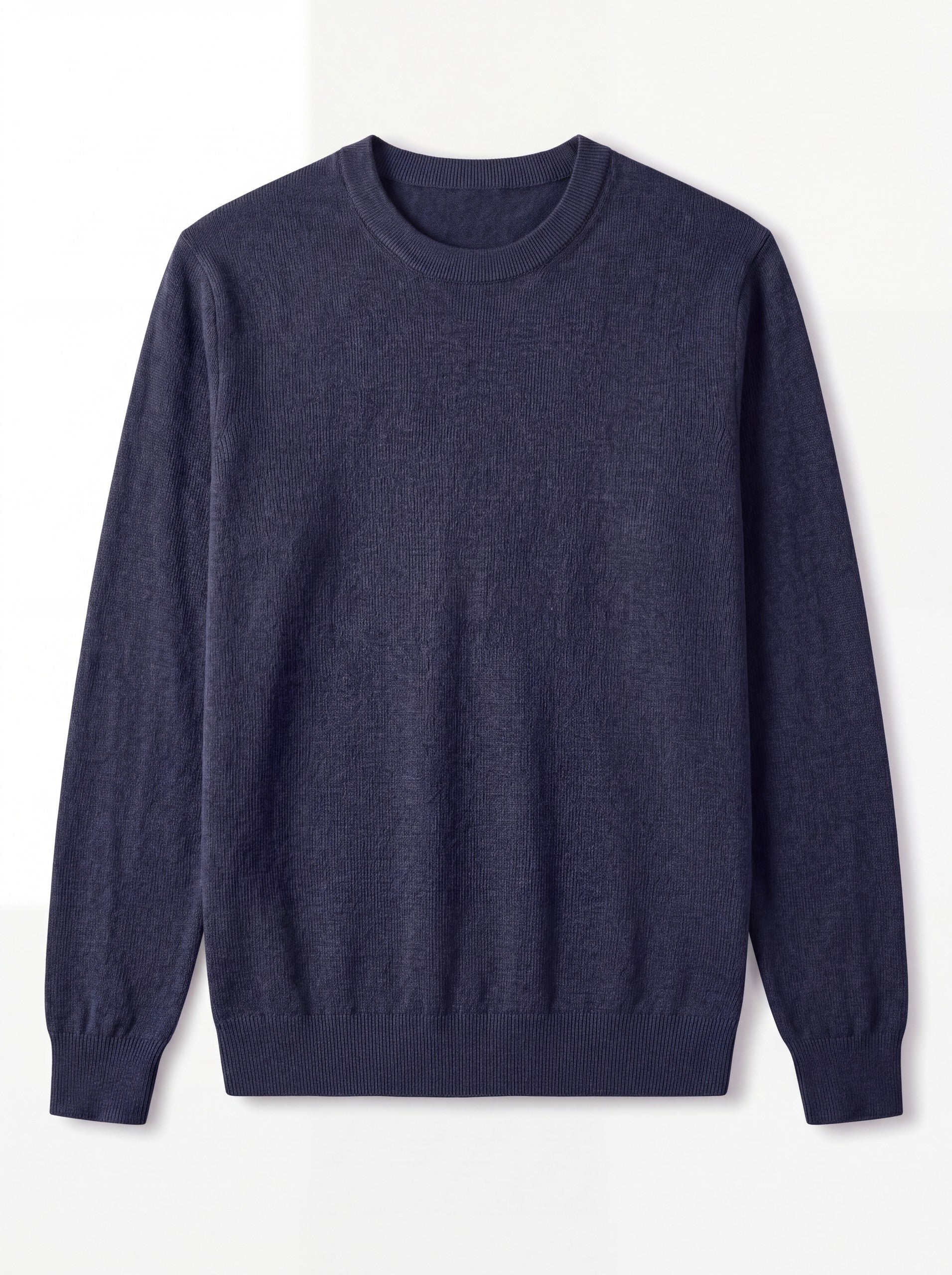 Solid Crew Neck Sweater — Dark Blue