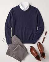 Solid Crew Neck Sweater — Dark Blue