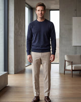 Solid Crew Neck Sweater — Dark Blue