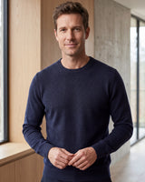 Solid Crew Neck Sweater — Dark Blue