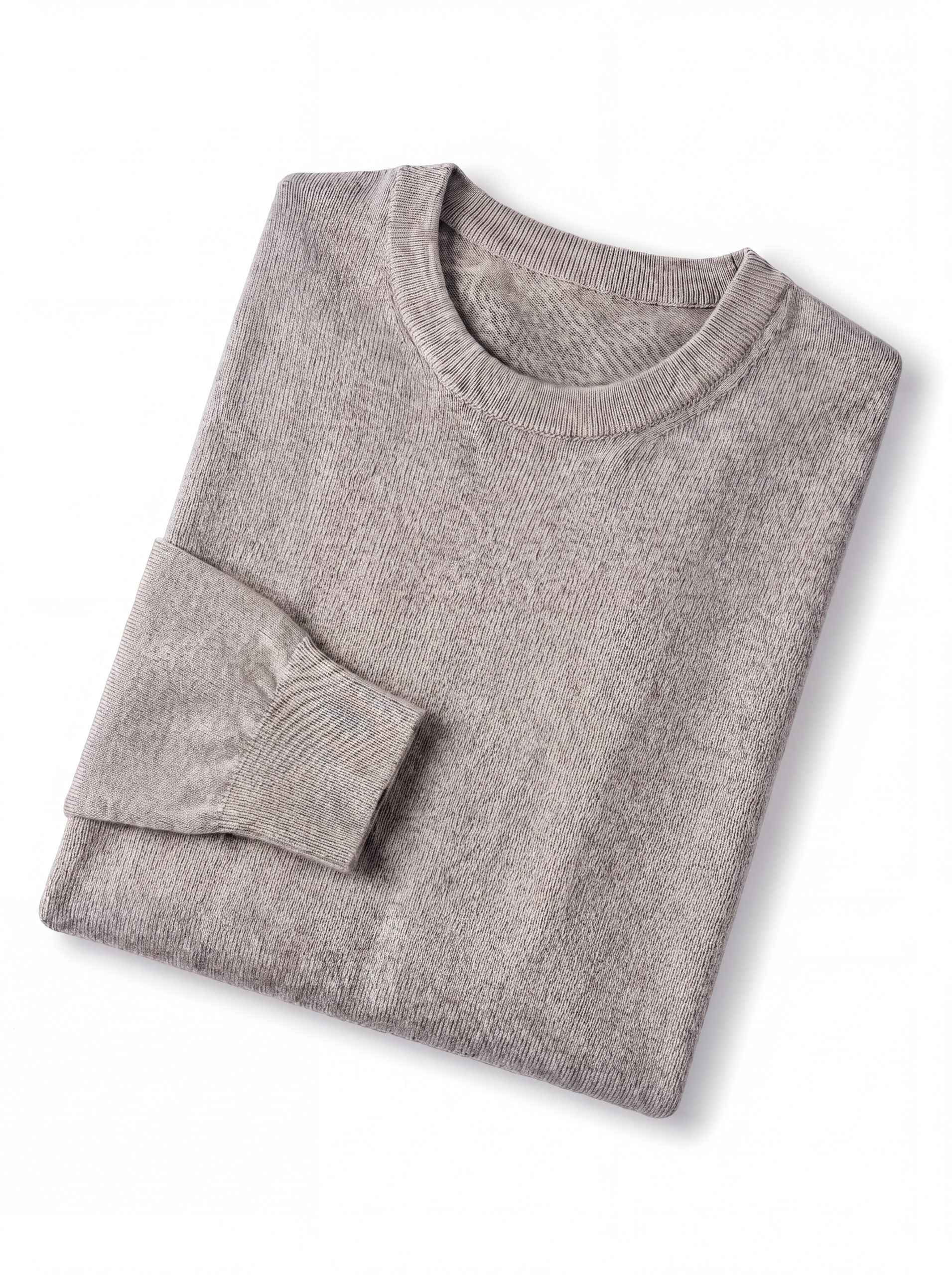 Solid Crew Neck Sweater — Light grey
