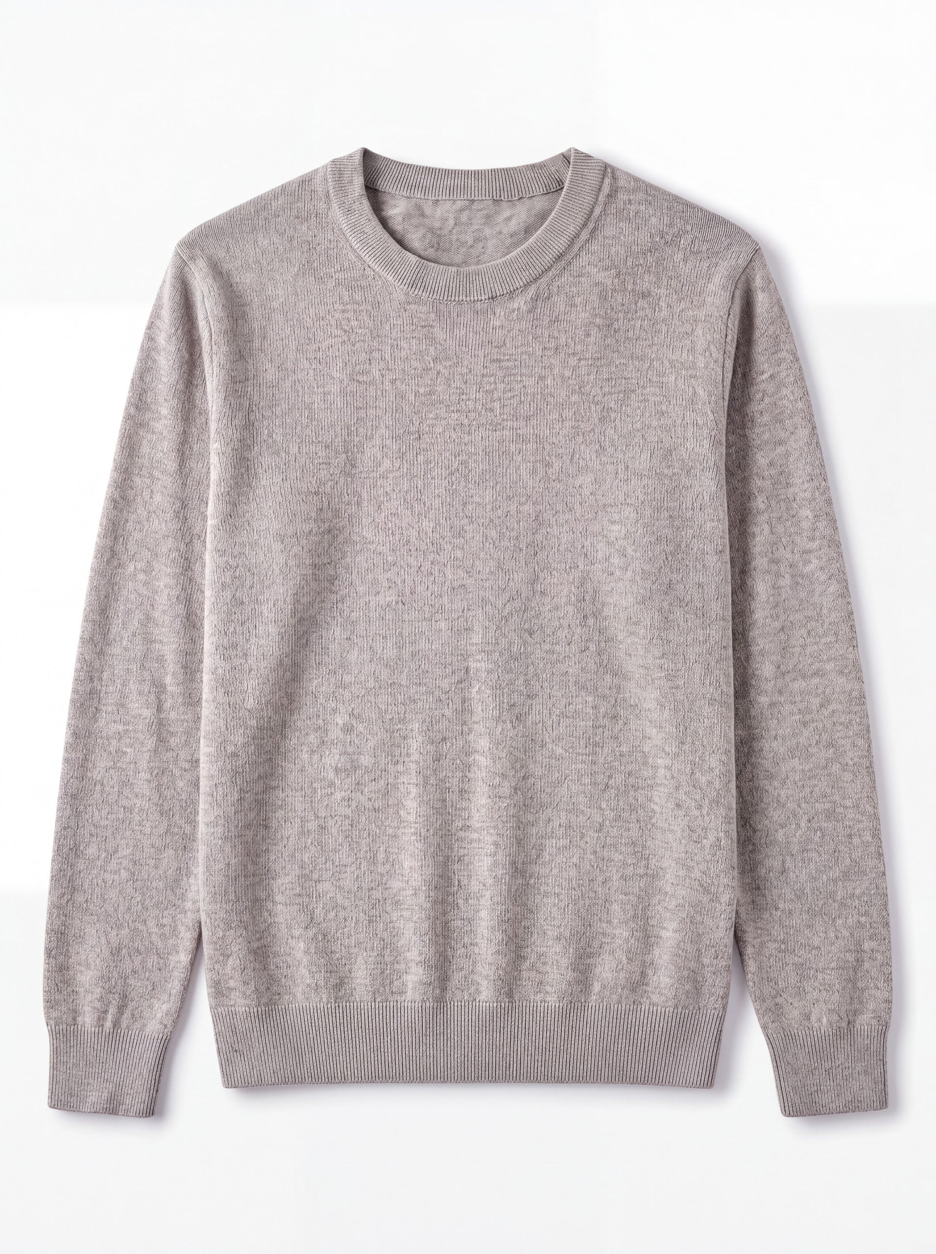 Solid Crew Neck Sweater — Light grey