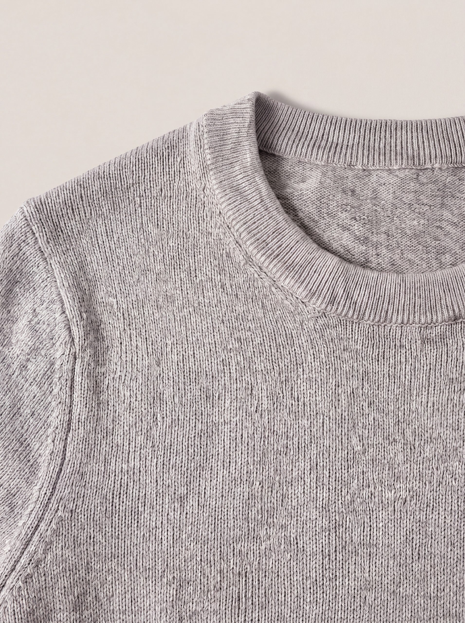 Solid Crew Neck Sweater — Light grey