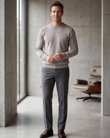 Solid Crew Neck Sweater — Light grey