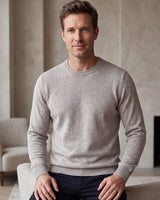 Solid Crew Neck Sweater — Light grey