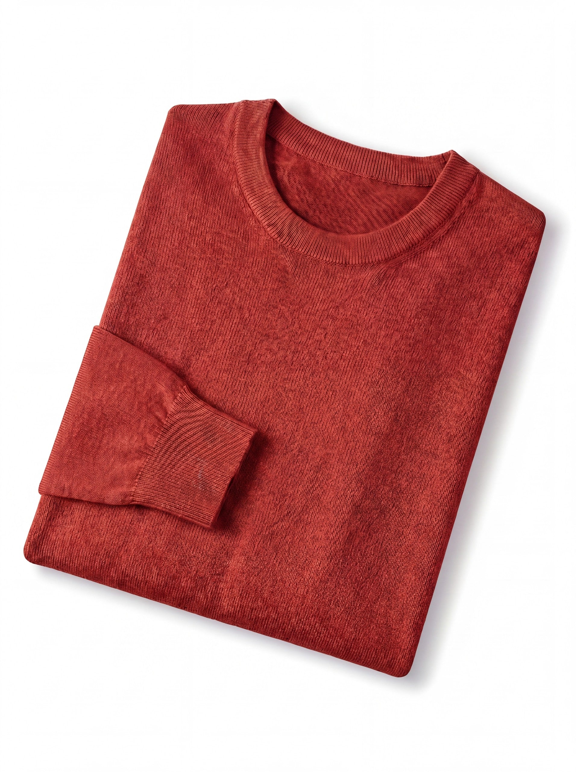 Solid Crew Neck Sweater — Red