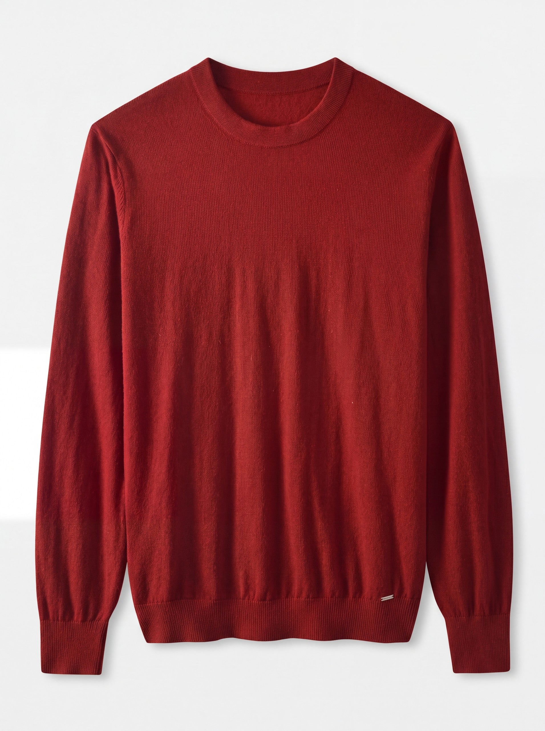 Solid Crew Neck Sweater — Red