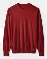 Solid Crew Neck Sweater — Red