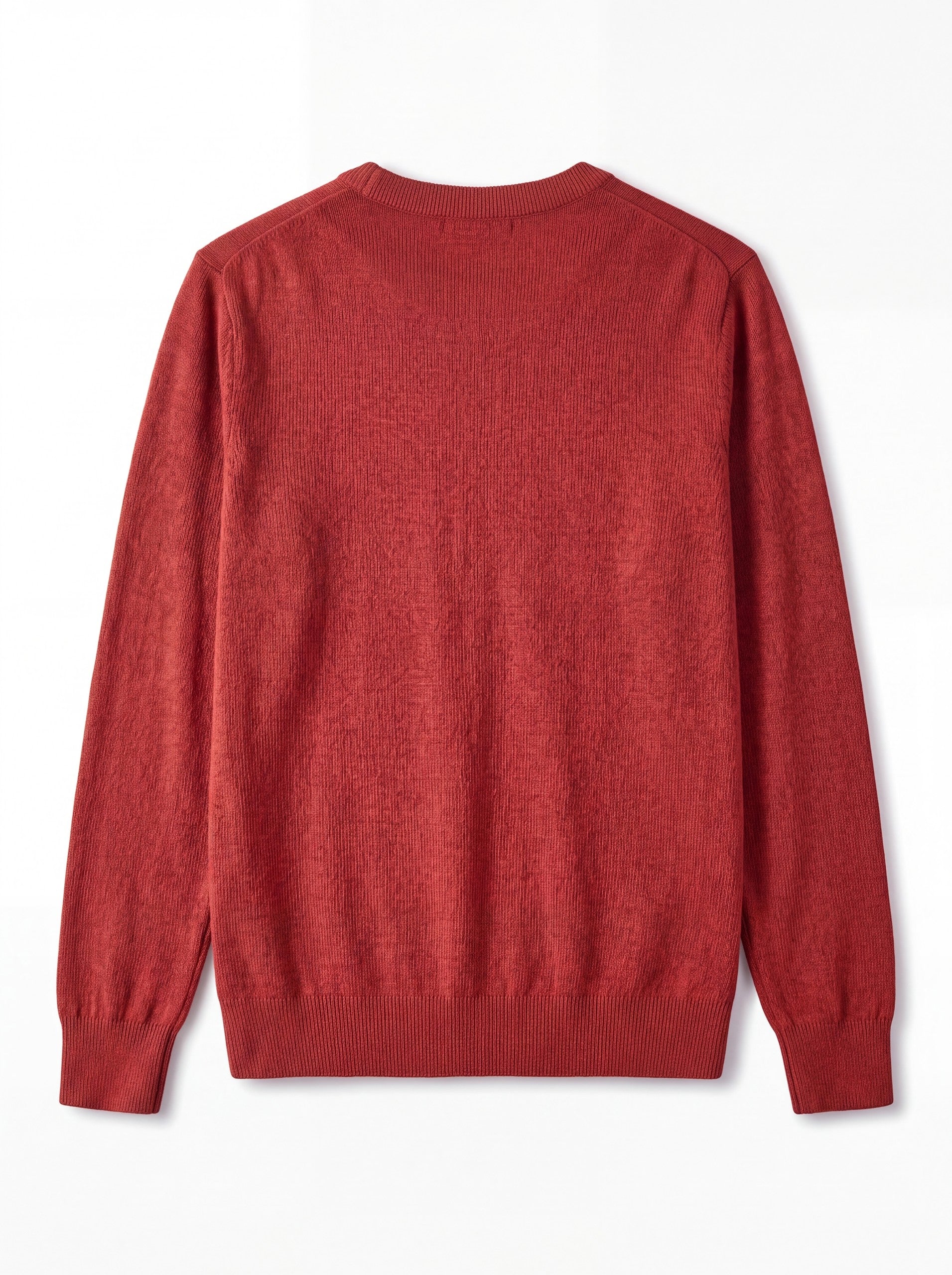 Solid Crew Neck Sweater — Red
