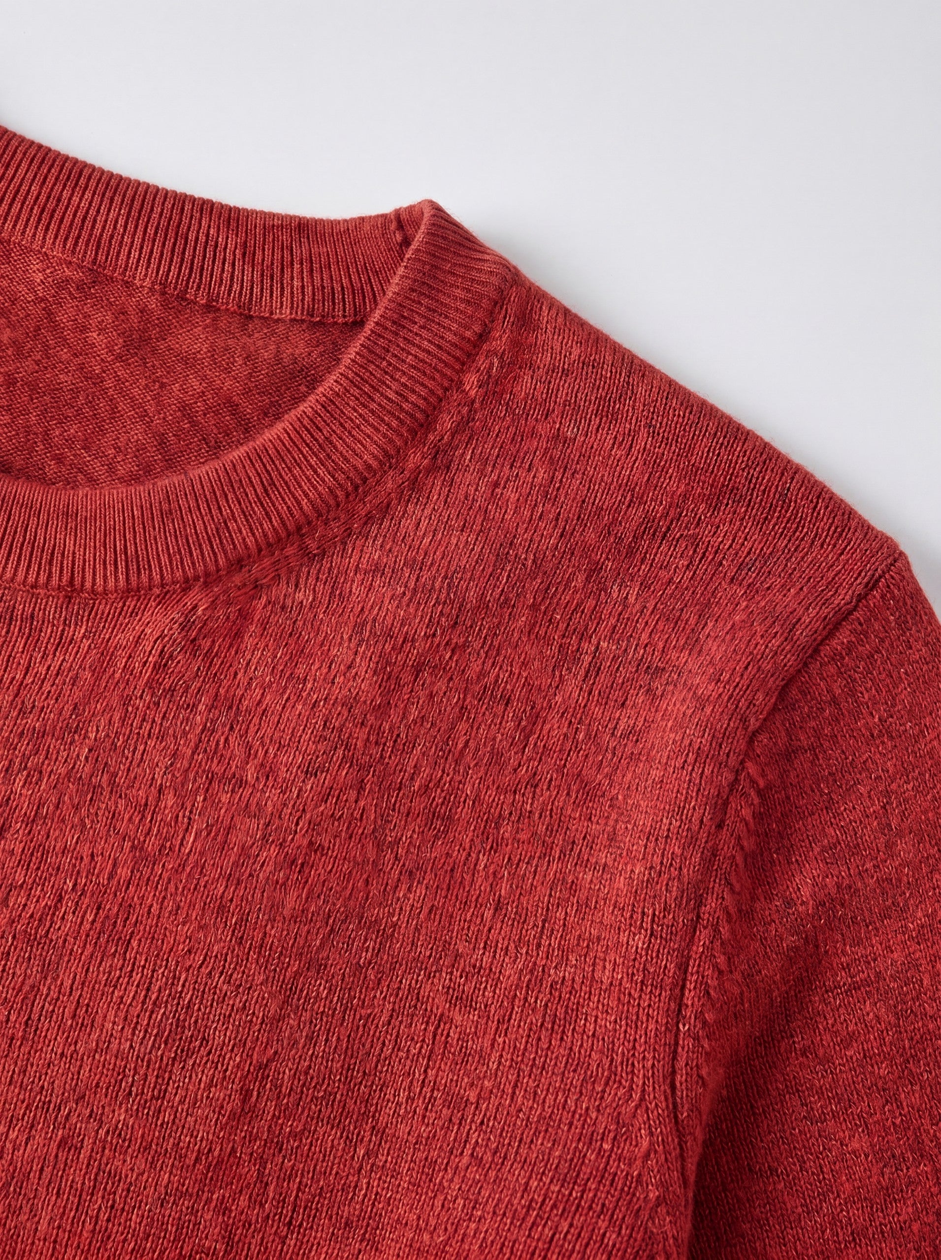 Solid Crew Neck Sweater — Red