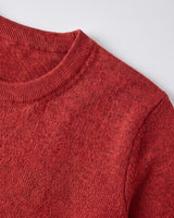 Solid Crew Neck Sweater — Red